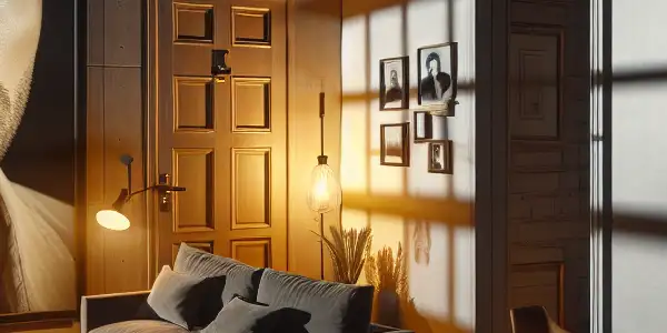 A tense moment between a man and his sister-in-law in a dimly lit modern living room.